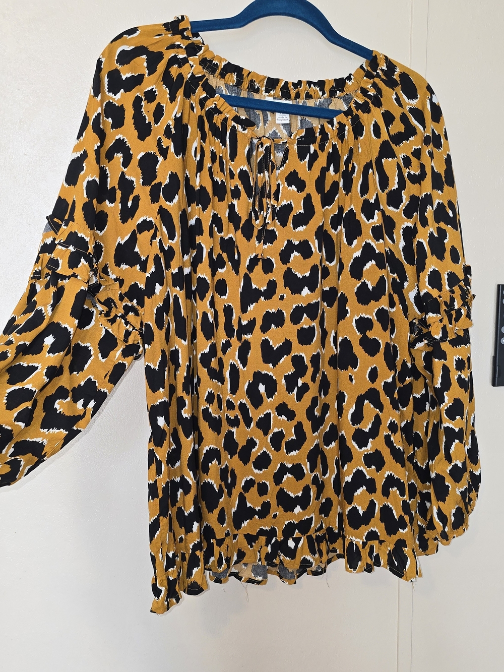 Cato Animal Print Rayon Blouse Orange & Black XL NWT